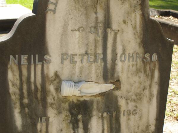 Neils Peter JOHNSON,  | died 10 Aug 1903 aged 21 years;  | Lawnton cemetery, Pine Rivers Shire  | 