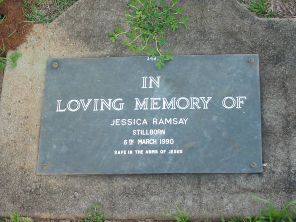 Jessica RAMSAY,  | stillborn 6 March 1990;  | Lawnton cemetery, Pine Rivers Shire  | 