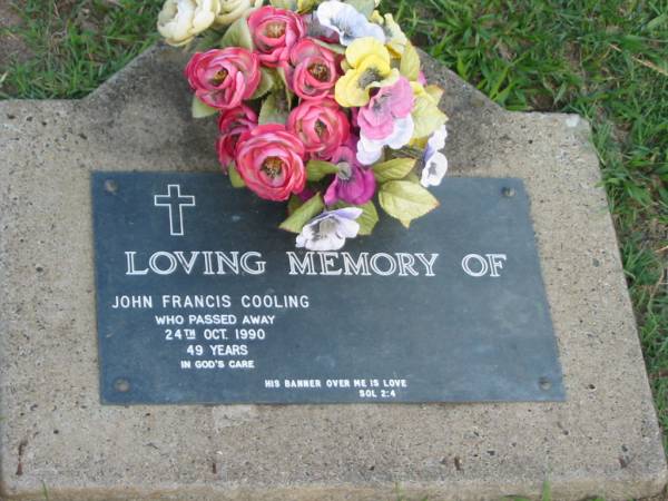 John Francis COOLING,  | died 24 Oct 1990 aged 49 years;  | Lawnton cemetery, Pine Rivers Shire  | 