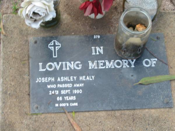 Joseph Ashley HEALY,  | died 24 Sept 1990 aged 66 years;  | Lawnton cemetery, Pine Rivers Shire  | 