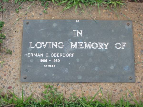 Herman C. OBERDORF,  | 1906 - 1980;  | Lawnton cemetery, Pine Rivers Shire  | 