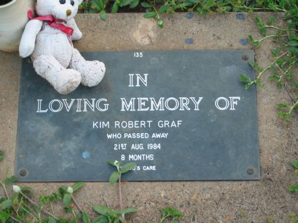 Kim Robert GRAF,  | died 21 Aug 1984 aged 8 months;  | Lawnton cemetery, Pine Rivers Shire  | 
