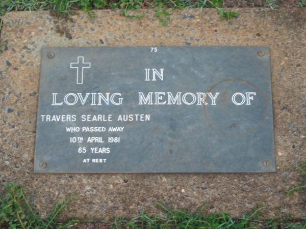 Travers Searle AUSTEN,  | died 10 April 1981 aged 65 years;  | Lawnton cemetery, Pine Rivers Shire  | 