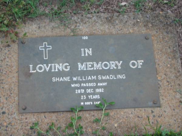 Shane William SWADLING,  | died 28 Dec 1982 aged 23 years;  | Lawnton cemetery, Pine Rivers Shire  | 