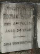 
Richard ALLSOPP,
died 8 Feb 1942 aged 54 years;
Lawnton cemetery, Pine Rivers Shire
