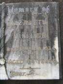 
Geroge Michael HUBNER,
died 22 April 1950 aged 76 years;
Elizabeth HUBNER,
died 12 Jan 1934 aged 44 years;
Lawnton cemetery, Pine Rivers Shire
