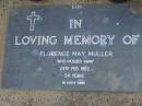 Florence May MULLER, died 24 Feb 1962 aged 54 years; Lawnton cemetery, Pine Rivers Shire 