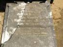 
Sophia,
wife of Carl KUBLER,
died 29 Sept 1921 aged 47 years;
Lawnton cemetery, Pine Rivers Shire
