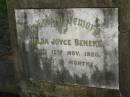 
Melba Joyce BENEKE,
died 12 Nov 1920 aged 15 months;
Lawnton cemetery, Pine Rivers Shire
