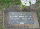 
Daisy E. YABSLEY,
1887 - 1988;
Edmund H. YABSLEY,
12-12-20 - 19-9-90;
Lawnton cemetery, Pine Rivers Shire
