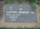 
Robert John PURDIE,
died 29 March 1986 aged 59 years;
Lawnton cemetery, Pine Rivers Shire
