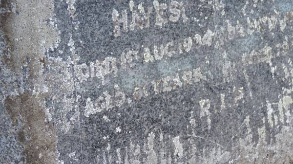 Alice Ellen HAYES  | d: 19 Aug 1934 aged 61  |   | Matthew J HAYES  | d: 16 Jul 1949 aged 79  |   | Legume cemetery, Tenterfield, NSW  |   | 