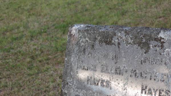 Alice Ellen HAYES  | d: 19 Aug 1934 aged 61  |   | Matthew J HAYES  | d: 16 Jul 1949 aged 79  |   | Legume cemetery, Tenterfield, NSW  |   | 