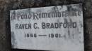 
Raven G BRADFORD
b: 1886
d: 1961

Legume cemetery, Tenterfield, NSW

