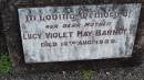 Lucy Violet May BARNETT d: 16 Aug 1929  Horace BARNETT d: 18 Apr 1928  Legume cemetery, Tenterfield, NSW   