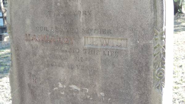 Margaret LEWIS  | d: 28 Sep 1889 aged 35  |   | Leyburn Cemetery  |   |   | 