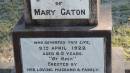 
Mary CATON
d: 9 Apr 1922 aged 65

William Caton
d: 16 Nov 1935 aged 85

Leyburn Cemetery

