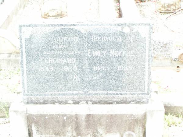 Ferdinard, husband,  | 1849 - 1929;  | Emily NOFFKE,  | 1852 - 1929;  | Lockrose Green Pastures Lutheran Cemetery, Laidley Shire  | 