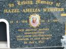 Pamela Amelia WEBSTER, 22-6-1916 - 24-3-1994, mother grandmother great-grandmother; Logan Village Cemetery, Beaudesert 