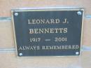Leonard J. BENNETTS 1917-2001; Logan Village Cemetery, Beaudesert 