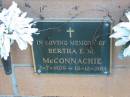 Bertha E.M. McCONNACHIE 2-7-1909 - 10-12-1984; Logan Village Cemetery, Beaudesert 