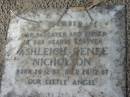 Ashleigh Renee NICHOLSON, daughter sister, born 26-12-87 died 26-12-87; Logan Village Cemetery, Beaudesert 
