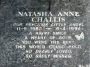 Natasha Anne CHALLIS, 11-9-1983 - 6-4-1994; Logan Village Cemetery, Beaudesert Shire 
