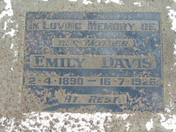mother Emily DAVIS 2-4-1890 - 16-7-1926;  | Logan Village Cemetery, Beaudesert  | 