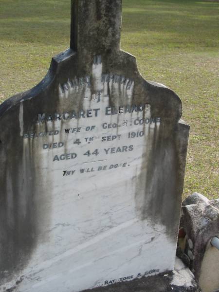 Margaret Eleanor wife of Geo. H. COOKE died 4 Sept 1910 aged 44 years;  | Logan Village Cemetery, Beaudesert  | 