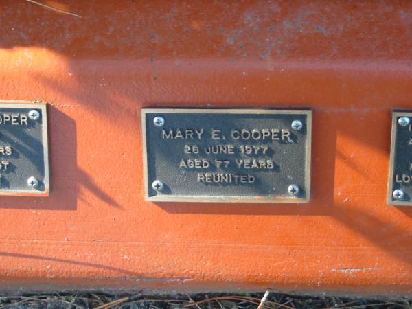 Mary E, COOPER, died 28 June 1977 aged 77 years;  | Logan Village Cemetery, Beaudesert  | 