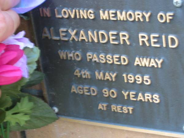 Alexander REID died 4 May 1995 aged 90 years;  | Logan Village Cemetery, Beaudesert  | 