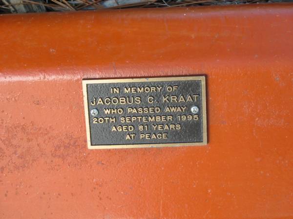 Jacobus C. KRAAT died 20 Sept 1995 aged 81 years;  | Logan Village Cemetery, Beaudesert  | 