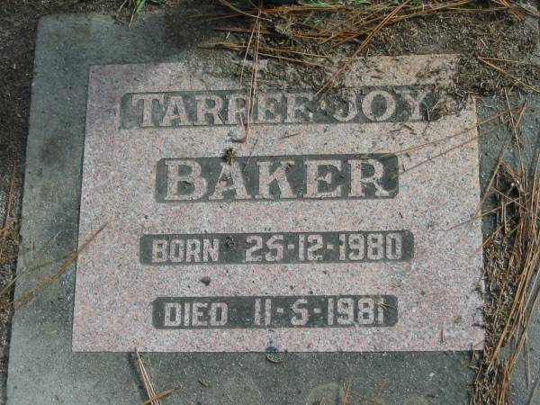 Tarree Joy BAKER born 25-12-1980 died 11-5-1981;  | Logan Village Cemetery, Beaudesert  | 