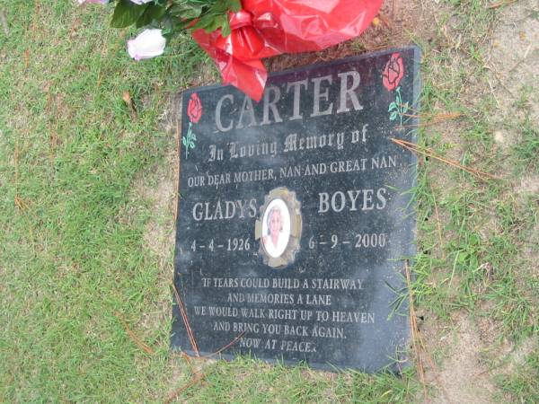 Gladys Boyes CARTER, B: 4 Apr 1926, D: 6 Sep 2000  | Logan Village Cemetery, Beaudesert  | 