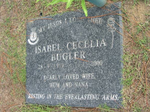 Isabel Cecilia BUGLER, 28-9-1919 - 7-1-2000, wife mum nana;  | Logan Village Cemetery, Beaudesert Shire  | 