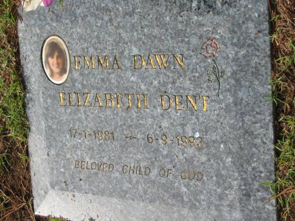 Emma Dawn Elizabeth DENT, 17-1-1981 - 6-9-1993;  | Logan Village Cemetery, Beaudesert Shire  | 