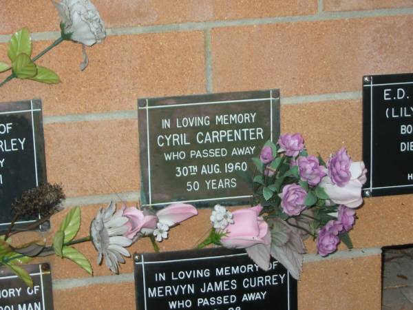 Cyril CARPENTER,  | died 30 Aug 1960 aged 50 years;  | Lower Coomera cemetery, Gold Coast  | 