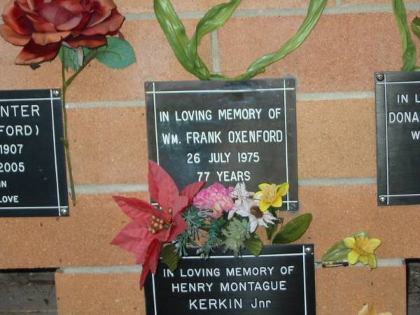 William Frank OXENFORD,  | died 26 July 1975 aged 77 years;  | Lower Coomera cemetery, Gold Coast  | 