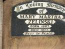 Mary Martha ZELINSKI, born 1887 died 1977; St Michael's Catholic Cemetery, Lowood, Esk Shire 