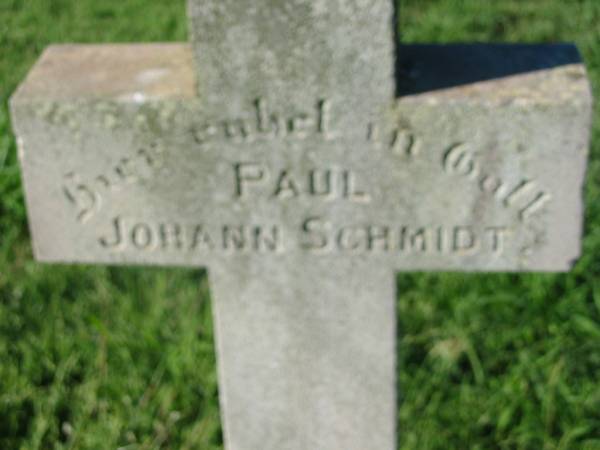 Paul Johann SCHMIDT,  | born 6 June 1888 died 12 Dec 1895;  | St Michael's Catholic Cemetery, Lowood, Esk Shire  | 