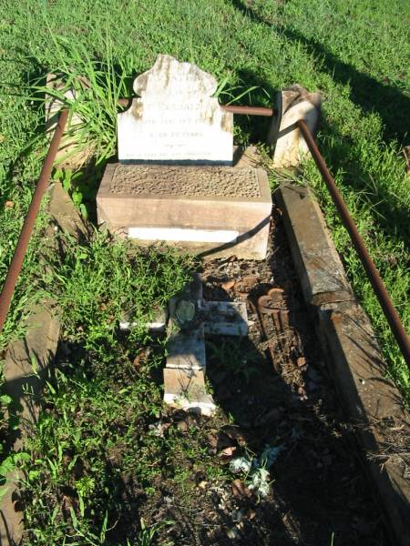 Martha, wife of F. RADDATZ,  | died 19 June 1913 aged 25 years;  | St Michael's Catholic Cemetery, Lowood, Esk Shire  | 