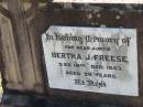 Bertha J FREESE
14 Dec 1943 aged 59
Lowood General Cemetery