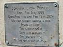 Johanna Lydia ZISCHKE
b: 2 Feb 1888, d: 19 Feb 1974
Lowood General Cemetery