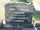 John Stewart CAMERON
(wife) Evelyn Elizabeth CAMERON
Lowood General Cemetery
