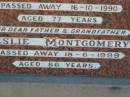Muriel Caroline MONTGOMERY (wife)
16 Oct 1990, aged 77
Leslie MONTGOMERY
18 Jun 1999, aged 86
Lowood General Cemetery