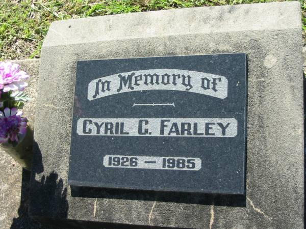 Cyril G FARLEY  | b: 1926, d: 1985  | Lowood General Cemetery  |   | 