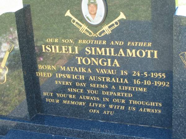 Isileli Similamoti TONGIA  | b: Mataika Vavau 24 May 1955,  | d: Ipswich 16 Oct 1992  | Lowood General Cemetery  |   | 