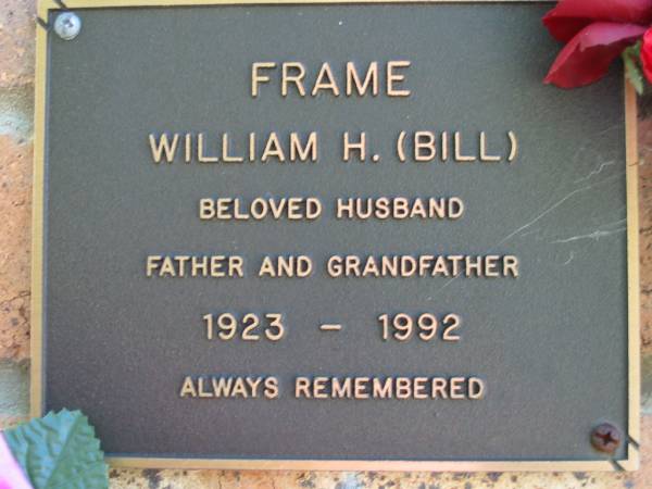 William H (Bill) FRAME  | 1923 - 1992  | Lowood General Cemetery  |   | 