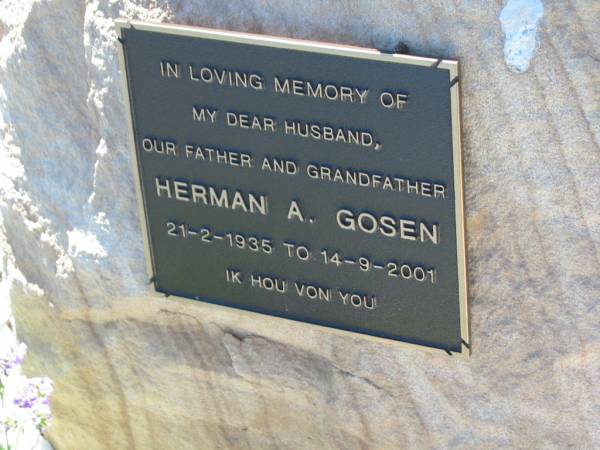 Herman A GOSEN  | b: 21 Feb 1935, d: 14 Sep 2001  | Lowood General Cemetery  |   | 