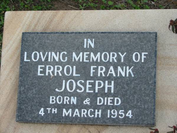 Errol Frank JOSPEH, born & died 4 Mar 1954;  | Lowood Trinity Lutheran Cemetery (Bethel Section), Esk Shire  | 